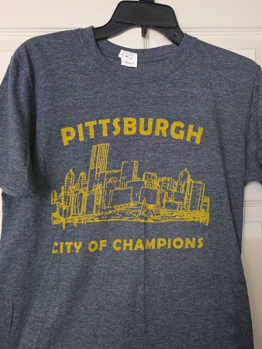 Pittsburgh T-Shirt - Heather Blue with Yellow Print